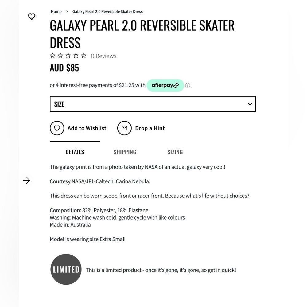 BlackMilk Galaxy Pearl 2.0 Reversible Skater - Picture 4 of 10